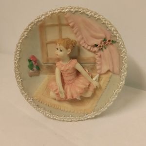 Vintage Ballerina Girl 3D Plaque Thick resin poly plate #19994,  5"